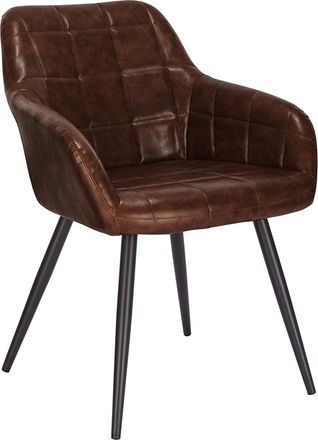 Woltu Woltu Chaise De Salle &Agrave; Manger Rembourr&eacute;e En Similicuir, Aspect Cuir Antique, Chaise De Cuisine Pieds En M&eacute;tal, Brun Fonc&eacute;
