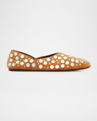 Khaite Jane Studded Leather Ballerina Flats