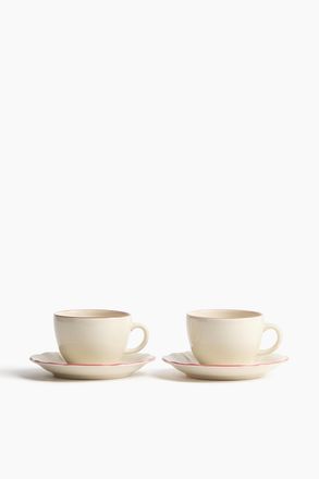 H&M 2er-Pack Tasse und Untertasse aus Steingut - Red