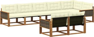 vidaXL Conjunto De Sof&aacute;s De Exterior 8 Uds. Natural Y Crema Vidaxl