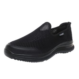 Generic Trainers for Men Fashion Summer Men Breathable Mesh Shallow Mouth Slip On Lightweight Casual Shoes (Black,5 5)