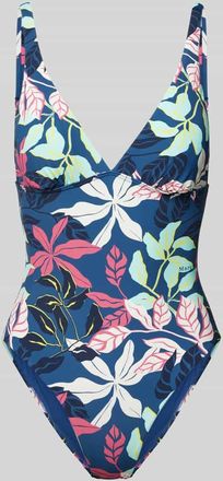 Marc O'Polo Badeanzug mit floralem Muster in Dunkelblau, Gr&ouml;&szlig;e XS