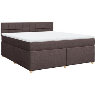 vidaXL Cama Box Spring Con Colch&oacute;n Tela Marr&oacute;n Oscuro 180x200 Cm Vidaxl