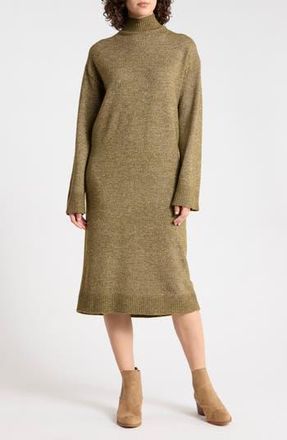b.young Mock Neck Sweater Dress in Military Olive Melange at Nordstrom Rack, Size Medium