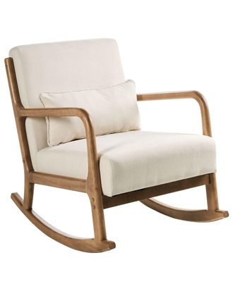 Beliani Mecedora tela beige claro