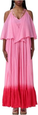 Pinko Chique Asymmetrische Zoom Midi Jurk - Dames - Maxi kleedjes - Roze - L - Polyester - Kleedjes