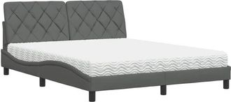 vidaXL Vidaxl - Cama Con Colch&oacute;n De Tela Gris Oscuro 160x200 Cm