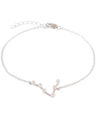 Splendid Pearls Silver 3-4Mm Cultured Freshwater Pearl Zodiac Sign Bracelet