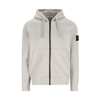 Stone Island Zip-throughs, male, Gray, Size: 2XL 6100061 Hooded Zip Sweatshirt