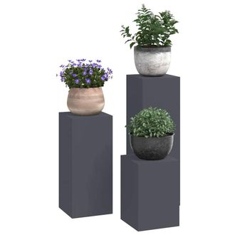Berkfield Home Outdoor Plant Stands - 3-Piece Anthracite Steel Set in Dark Grey