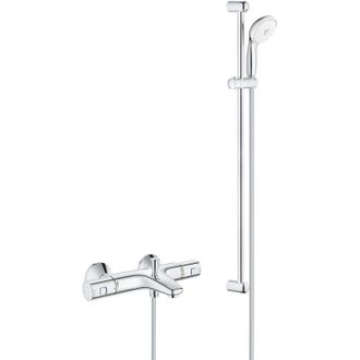 GROHE Tempesta 100 Set Completo De Ducha 3 Jets + Mezclador Termost&aacute;tico De 1/2 Para Ba&ntilde;era/ducha, Cromo (34598000-28789002) - Grohe