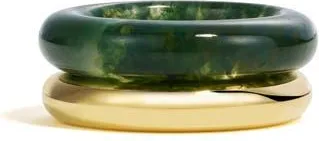 By Pariah Duo Set of 2 Stack Rings in Moss Agate at Nordstrom, Size 6