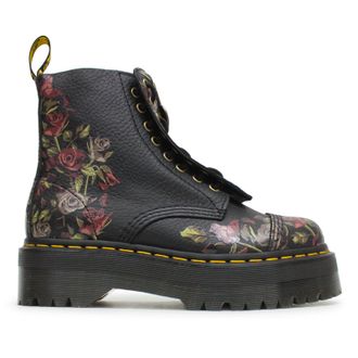 Dr. Martens Sinclair Decayed Roses Tumbled Nappa Leather Womens Ankle Boots - Black - Size:UK 3