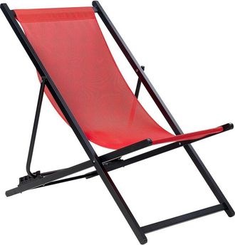 Beliani Beliani - Tumbona De Jard&iacute;n De Metal Rojo Negro Respaldo Reclinable Plegable Locri Ii