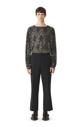 Lanvin Straight-Leg Wool Pants in Black at Nordstrom, Size 48 Eu