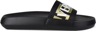 Versace Schoenen, Heren, Zwart, 41 EU, Greca Logo Slide