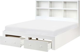 Beliani Letto matrimoniale in legno con contenitori a 2 cassetti e ripiani bianco 160 x 200 cm Tarare
