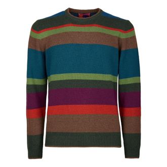Gallo Gallo, Truien & Vesten, Heren, Veelkleurig, M, Wol, Ronde hals gebreide trui van wol, viscose en kasjmier