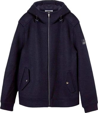 Aeronautica Blauwe Geribbelde Gebreide Wollen Jas - Heren - Zomerjassen - Blauw - M - Wol - Jassen