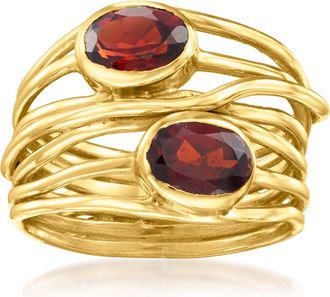 Ross-Simons Garnet Highway Ring in 18kt Gold Over Sterling