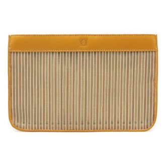 Loewe Mustard Mesh Leather Clutch Bag Pouch (Pre-Owned)