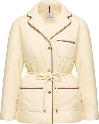 Moncler Moncler Tieche Belted Mid-length Down Jacket, Women, Beige, Size: 0
