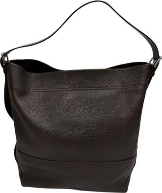 Christophe Lemaire Belted Tote Bag in Brown Cow Leather