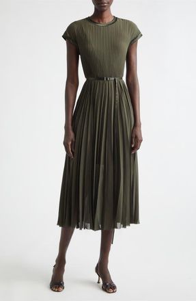 Jason Wu Pleated Chiffon Midi Dress in Hunter Green at Nordstrom, Size 10