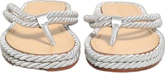 Dolce & Gabbana Mens Silver Rope Slides Sandals Flip Flops Shoes Leather