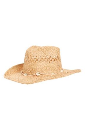 Lack of Color Seashells Open Weave Cowboy Hat in Natural at Nordstrom, Size Small