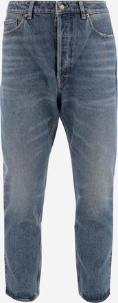 Golden Goose Blue logo-patch tapered jeans