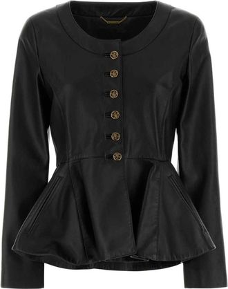 Chlo&eacute; Wolmix Dubbelknoopjas - Dames - Leren en Su&egrave;de Jassen - Zwart - L - Wol - Jassen