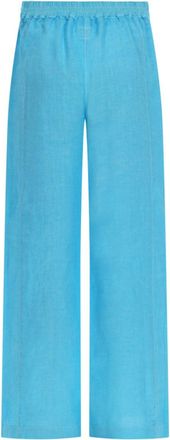 120% Lino Wide-Leg Linen Trousers - Blue