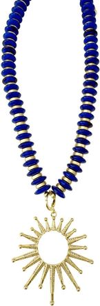 Gemelli Womens Amelia With Open Sun Charm Beaded Necklace In Blue