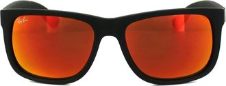 Ray-Ban Rectangle Rubber Black Red Mirror Sunglasses