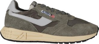 Autry Olive Green Reelwind Low Leather Accents Nylon Sneakers