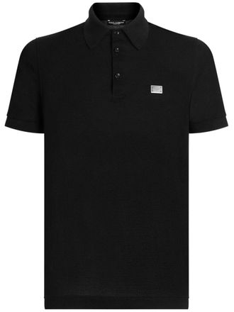 Dolce & Gabbana logo-plaque polo shirt - men - Cotton - 52 - Black