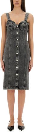 Moschino Grey DENIM MIDI DRESS