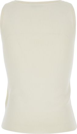 Max Mara Womens White Sleeveless Top With Square Neck Viscose Tops