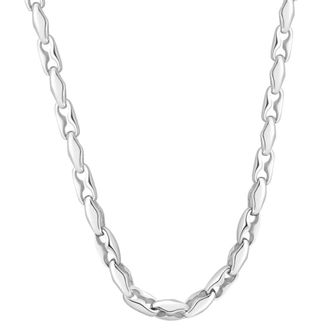 Pompeii3 Mens Polished Steel Clasp Single Tone 8mm Flexible Link 24 Chain