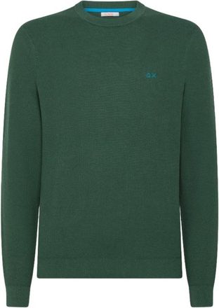 Sun 68 Round-neck Knitwear, male, Green, Size: XL Pique Knit Sweater