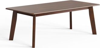 Costway 120CM Rectangular Coffee Table Modern Coffee Table w/Rubber Legs-Brown