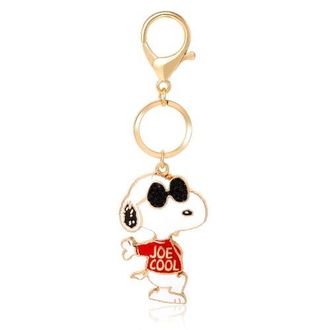 Peanuts Joe Cool Keychain, Gold-Tone Enamel Bag Charm in White, Red at Nordstrom