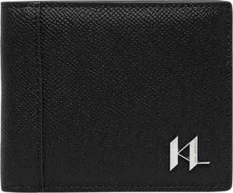 Karl Lagerfeld K/Monogram Portemonnee van Leer - Heren - Portefeuilles - Zwart - ONE Size - Leer - Accessoires
