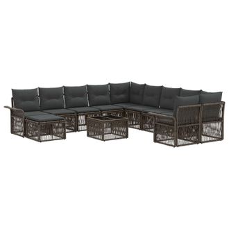 No Brand Maison Exclusive - Set Divano Da Giardino 12 Pz 11-posti Grigio E Grigio Scuro