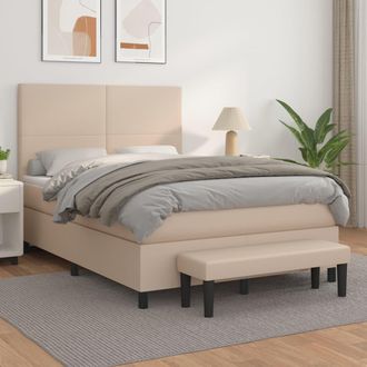 vidaXL Vidaxl - Cama Box Spring Con Colch&oacute;n Cuero Sint&eacute;tico Capuchino 140x190cm