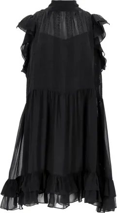 Ulla Johnson Black Sheer Chiffon Silk Mini Dress Size XXS