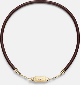 Marie Lichtenberg 18kt gold and leather necklace with sapphires