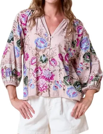 Cleobella Luella Button-Down Blouse In Silva Print