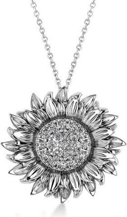 Allurez Sunflower Diamond Pendant Necklace 14k in 0.38Ct,white Gold at Nordstrom, Size 18